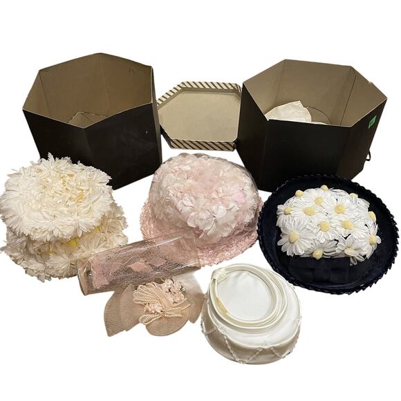 VTG Set 4 Women’s Dressy Hats- 1 Evelyn Varen, 2 Union Made 1 Unbranded W Extras - Picture 1 of 15